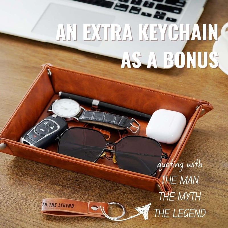 INNObeta Initial Valet Tray, Desktop Storage Organizer, PU Leather Bedside Tray Key Coin Holder, Personalised Gifts for Men, Birthday, Christmas, Letter K - Image 2